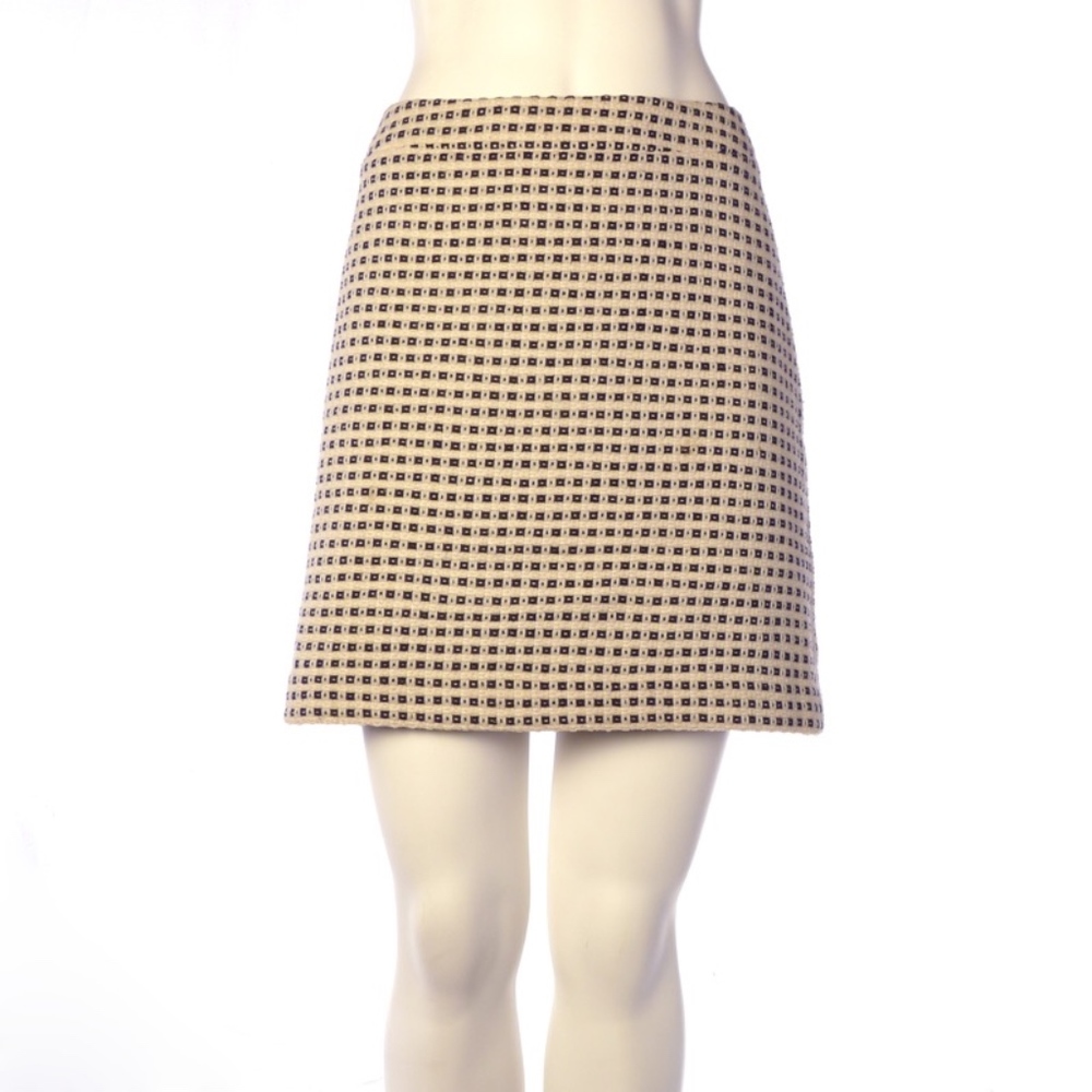 Banana Republic Straight Wool Skirt Winter Geometric Black & White Womens 10
